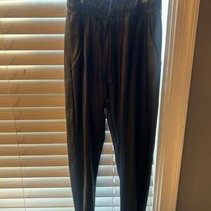 Black Faux Leather Joggers